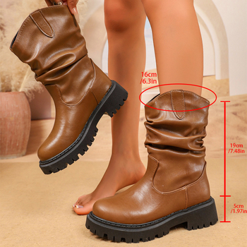 Női Martin csizma, kerek orrú, tömör középső talp 3–5 cm, PU felsőrész, gumírozott talp, slip-on