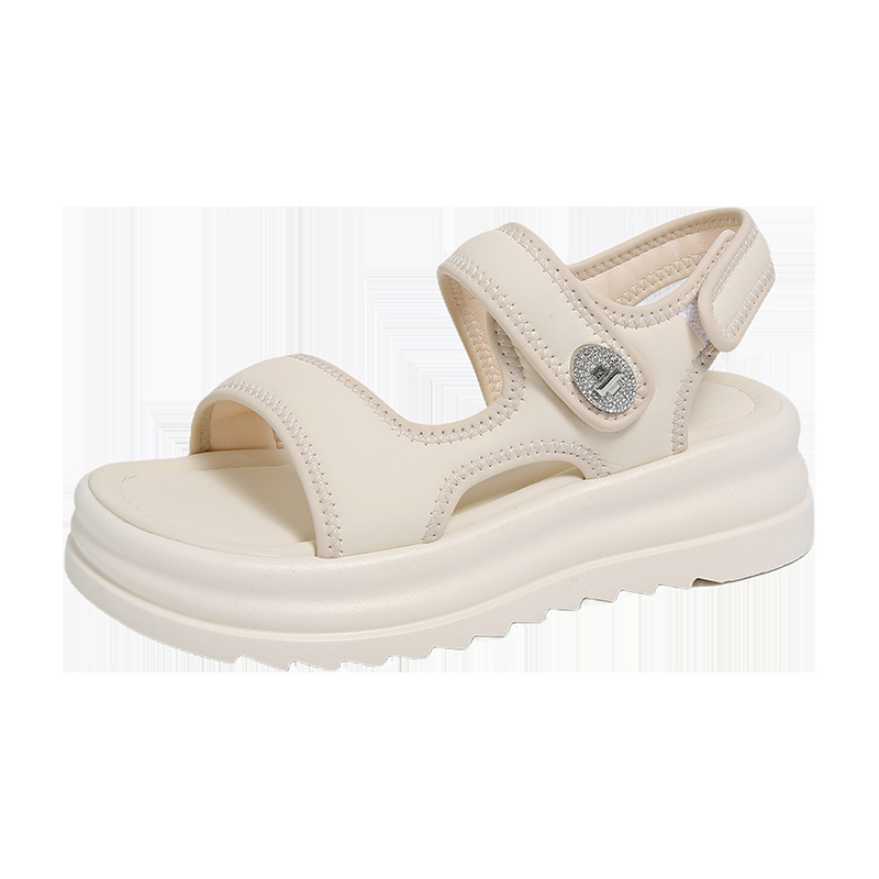 Moterų sportiniai sandalai, korėjiečio stiliaus, apvali nosis, viršus iš kelių medžiagų, gumos padas, sagtis užsegimas