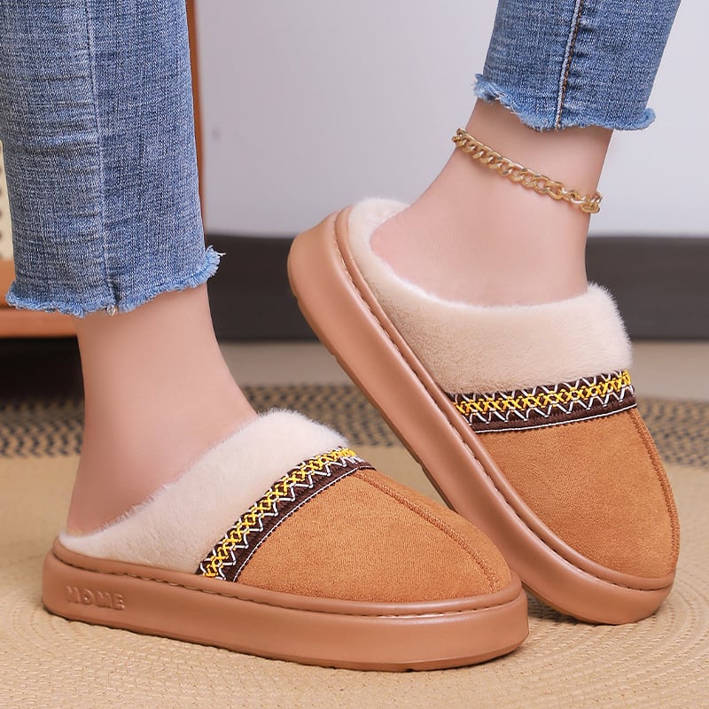 Női téli pamut csizma plüss béléssel - slip-on, alacsony felső rész, felső rész szintetikus bőr