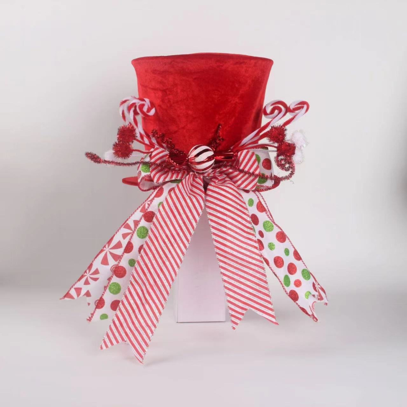 Božićna vršna kapa za bor s zvijezdom i prugastom mašnom, od platna – Jeton gifts, za Božić