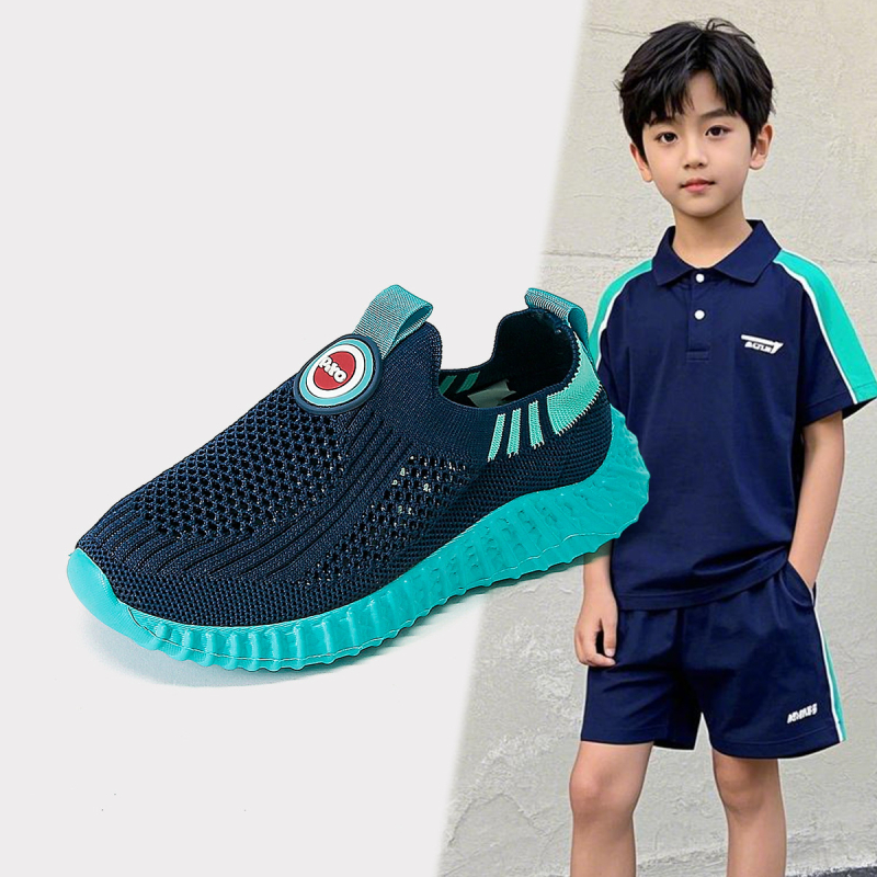 Djeca Slip-On tenisice za trčanje s prozračnim mrežastim gornjim dijelom – Unisex, lagane, pleteni gornji dio, MD potplat, brzo sušenje