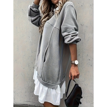 Haljina s Polo ovratnikom, duge rukave, srednja duljina, mrežasti materijal, slobodan pojas