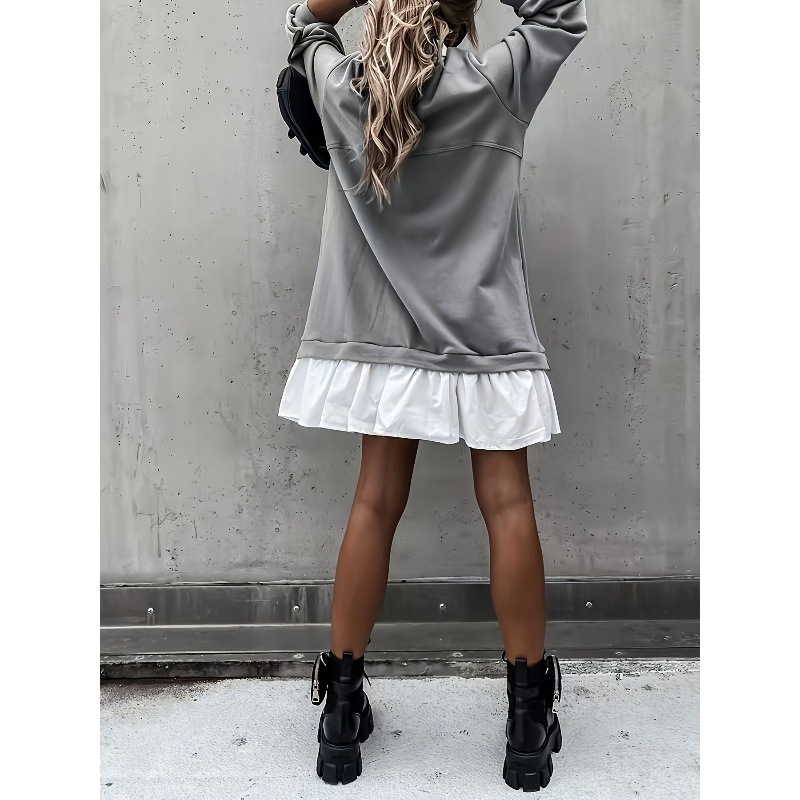 Haljina s Polo ovratnikom, duge rukave, srednja duljina, mrežasti materijal, slobodan pojas