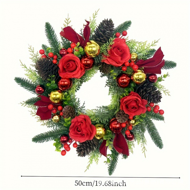 Vianočný veniec na dvere dvora — Zhi Xiang; plastový materiál; americký štýl; ručne vyrobený; model 20250617