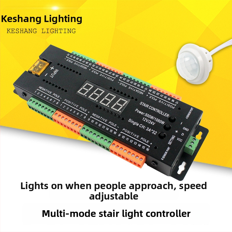 LED osvetlenie schodov 2 v 1 so senzorom a riadiacim modulom, model 221, 12-24V, terminálne zapojenie