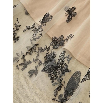 Sieťový top s výšivkou motýľov a kvetov, kontrastná sieťovina, pre všetky ročné obdobia