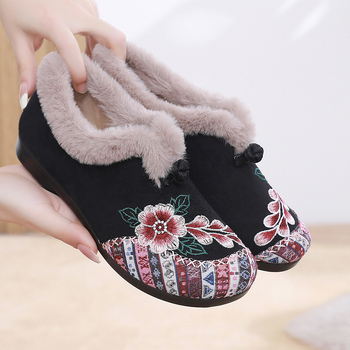 Téli női pamut cipő fleece béléses, slip-on