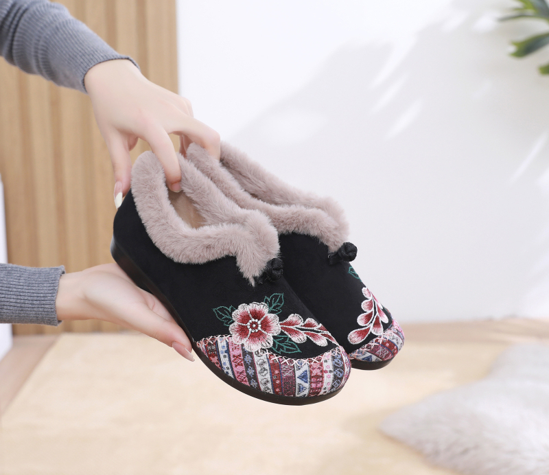 Téli női pamut cipő fleece béléses, slip-on