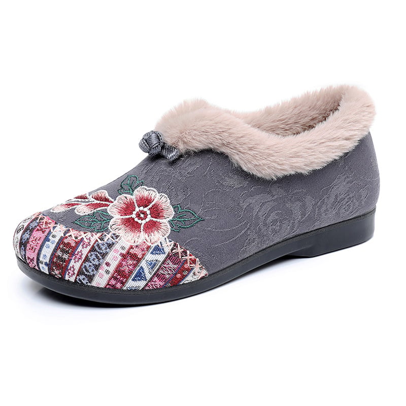 Téli női pamut cipő fleece béléses, slip-on
