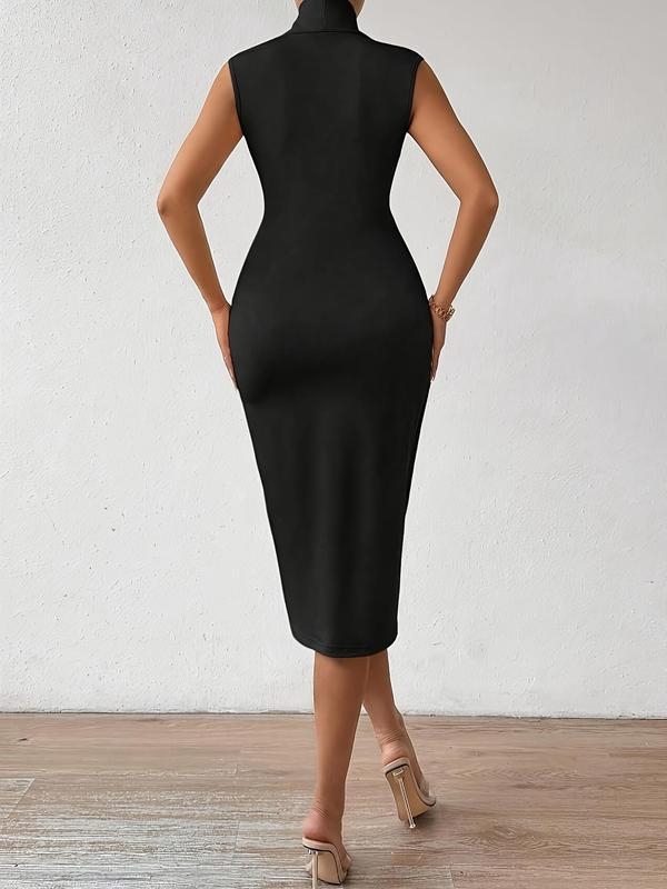 Dámske šaty s plisovaným trubkovým strihom, bez rukávov, jednofarebné (materiál: králičia srsť; jar 2025; sviatočný štýl)