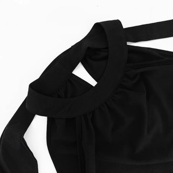 Elegáns nyakpántos, ujjatlan ruha virágos hímzéssel, poliészter keverék, hosszú A-vonalú szabás