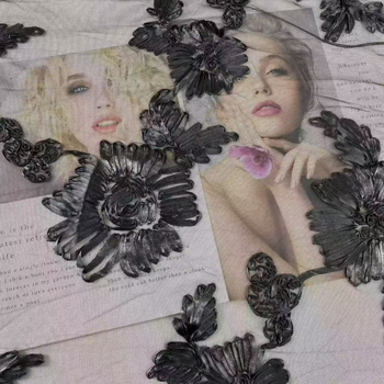 Дантелена флорална тъкан за рокли – полиестерно влакно, бродирана дантела, подходяща за дамски облекла, сватбена рокля, DIY декор