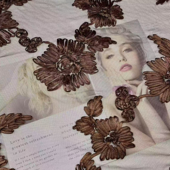 Дантелена флорална тъкан за рокли – полиестерно влакно, бродирана дантела, подходяща за дамски облекла, сватбена рокля, DIY декор