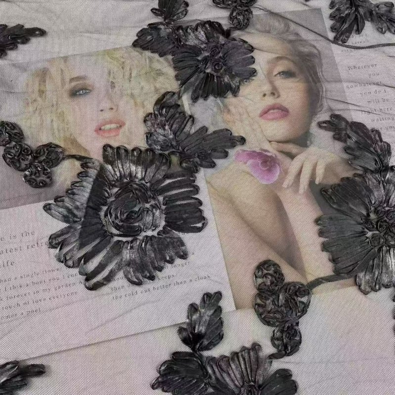 Дантелена флорална тъкан за рокли – полиестерно влакно, бродирана дантела, подходяща за дамски облекла, сватбена рокля, DIY декор