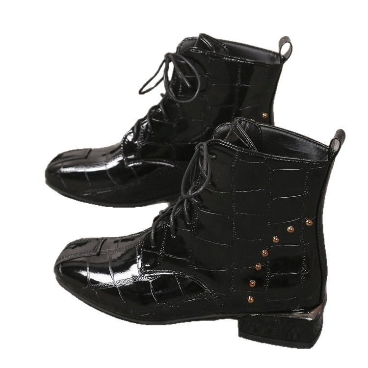 Martens čižmy pre ženy, PU vršok, okrúhla špička, stredná výška opätku 3-5 cm, viazané šnúrkami