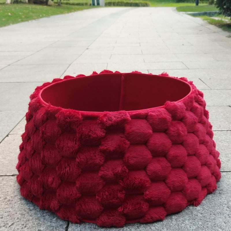 Sukňa na vianočný stromček zo sametu so 3D kvetinovým vzorom (americký štýl, SDMRSW, Vianoce)