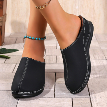 Piršto kilpos sandalai - PU viršus, apskritas nosies, gumos pada, Europos ir Amerikos stilius, 2025 m vasara