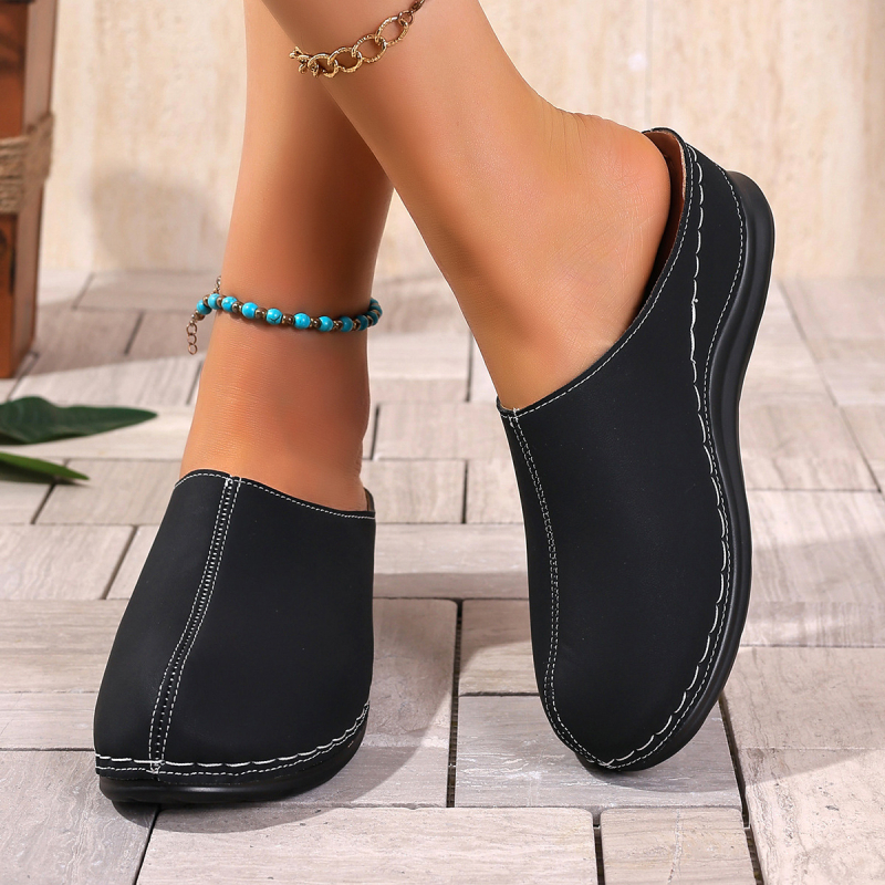 Piršto kilpos sandalai - PU viršus, apskritas nosies, gumos pada, Europos ir Amerikos stilius, 2025 m vasara