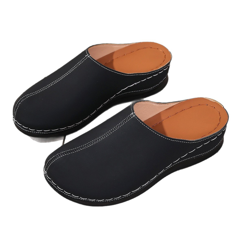 Piršto kilpos sandalai - PU viršus, apskritas nosies, gumos pada, Europos ir Amerikos stilius, 2025 m vasara