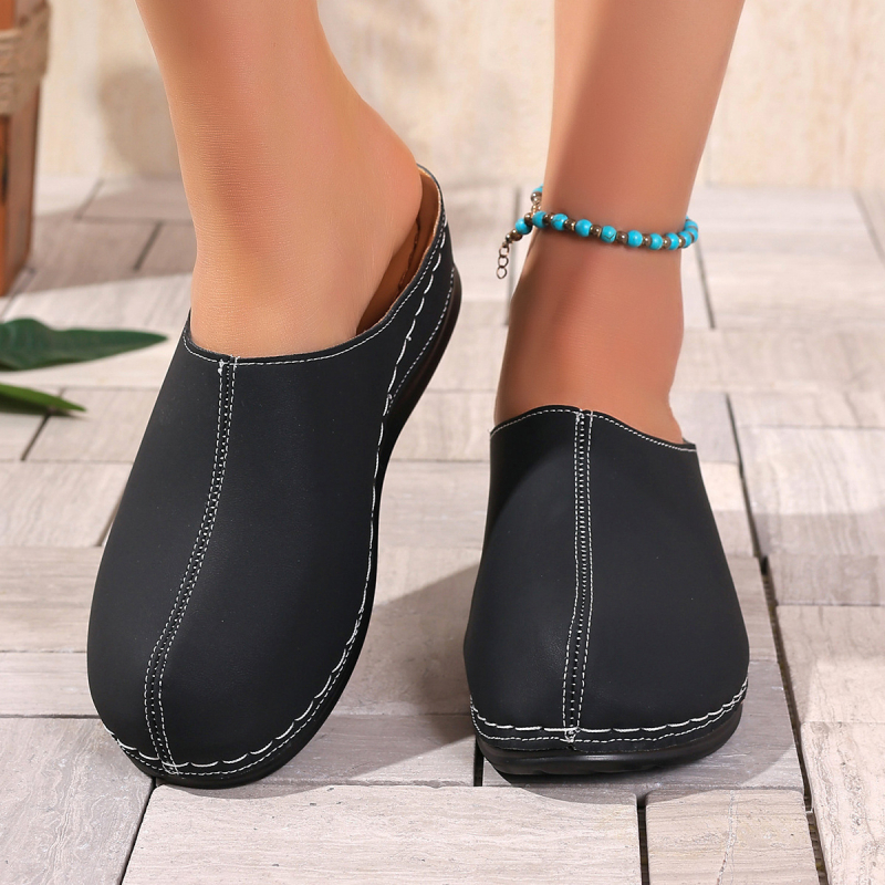 Piršto kilpos sandalai - PU viršus, apskritas nosies, gumos pada, Europos ir Amerikos stilius, 2025 m vasara