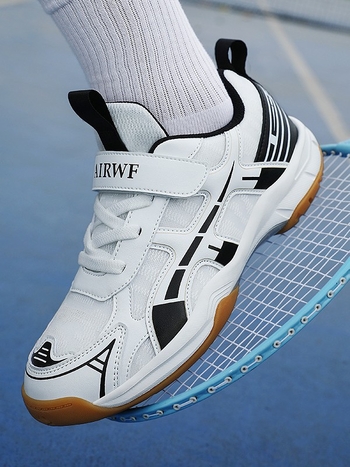 Detské badmintonové topánky s Velcro, priedušné, vršok z kombinácie syntetickej kože a sieťoviny, podrážka z prírodnej gumy