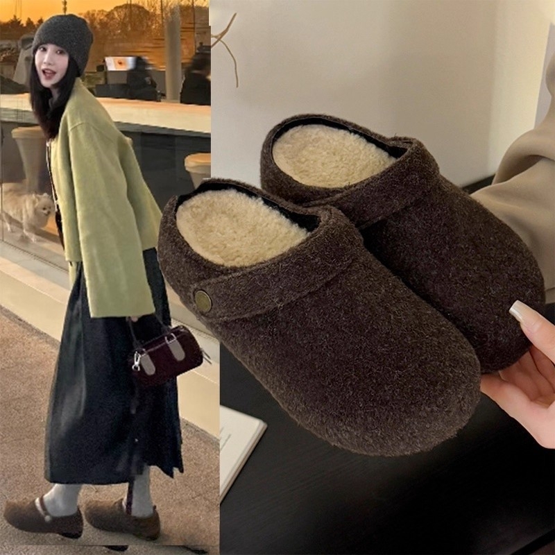 Furry slip-on mokasíny s ukrytým zvýšením výšky, vrchná časť semi-velúr, gumová podrážka, každodenné nosenie, 0–3 cm výška