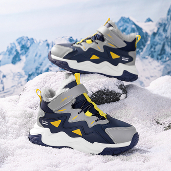 Детски спортни обувки за момчета с лепенка, микрофибър горна част, подметка TPR, райе модел, за зимно-пролетно-есенно носене, възраст 4–16 г.