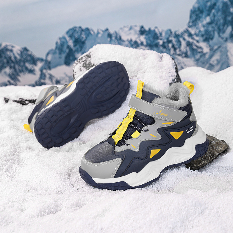 Детски спортни обувки за момчета с лепенка, микрофибър горна част, подметка TPR, райе модел, за зимно-пролетно-есенно носене, възраст 4–16 г.