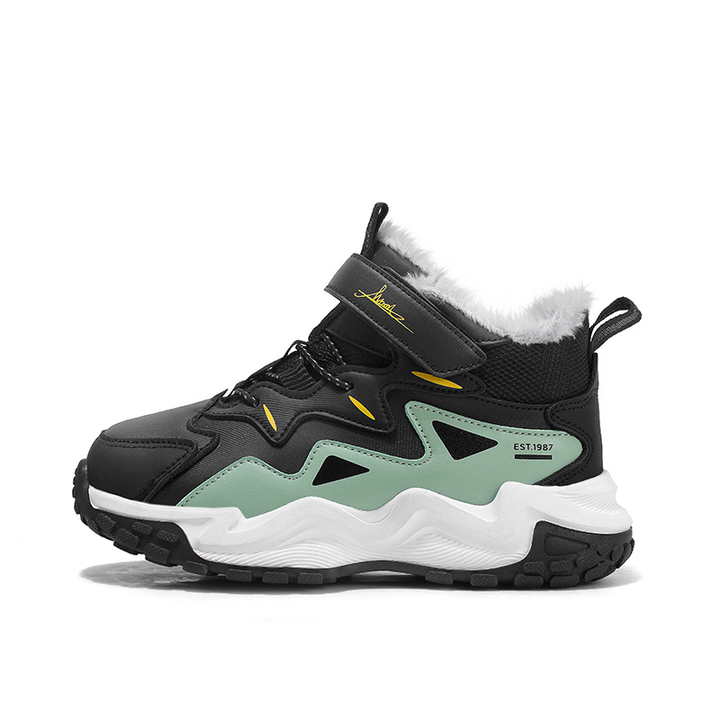 Детски спортни обувки за момчета с лепенка, микрофибър горна част, подметка TPR, райе модел, за зимно-пролетно-есенно носене, възраст 4–16 г.