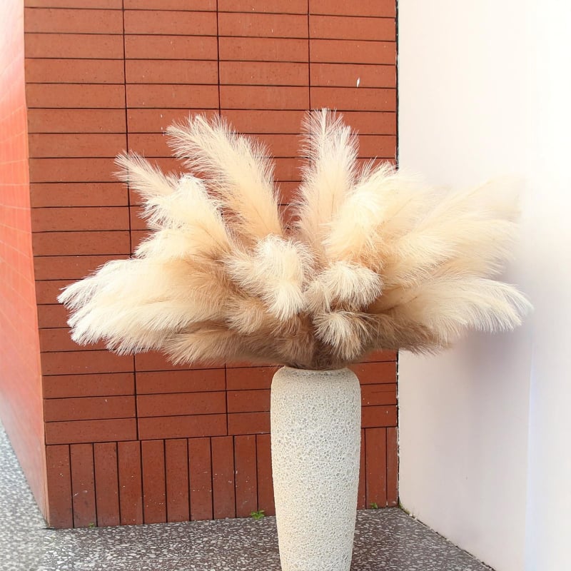 Μπουκέτο αποξηραμένων καλαμιών, πολυεστερικό ύφασμα, διακόσμηση σαλονιού