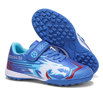 Παιδικά ποδοσφαιρικά παπούτσια με Velcro - unisex, χαμηλό ύψος, ανάπνευστη άνω επιφάνεια από δίχτυ, ανθεκτική σόλα από καουτσούκ, αντιολισθητική, κατάλληλα για φυσικό και τεχνητό χορτάρι.
