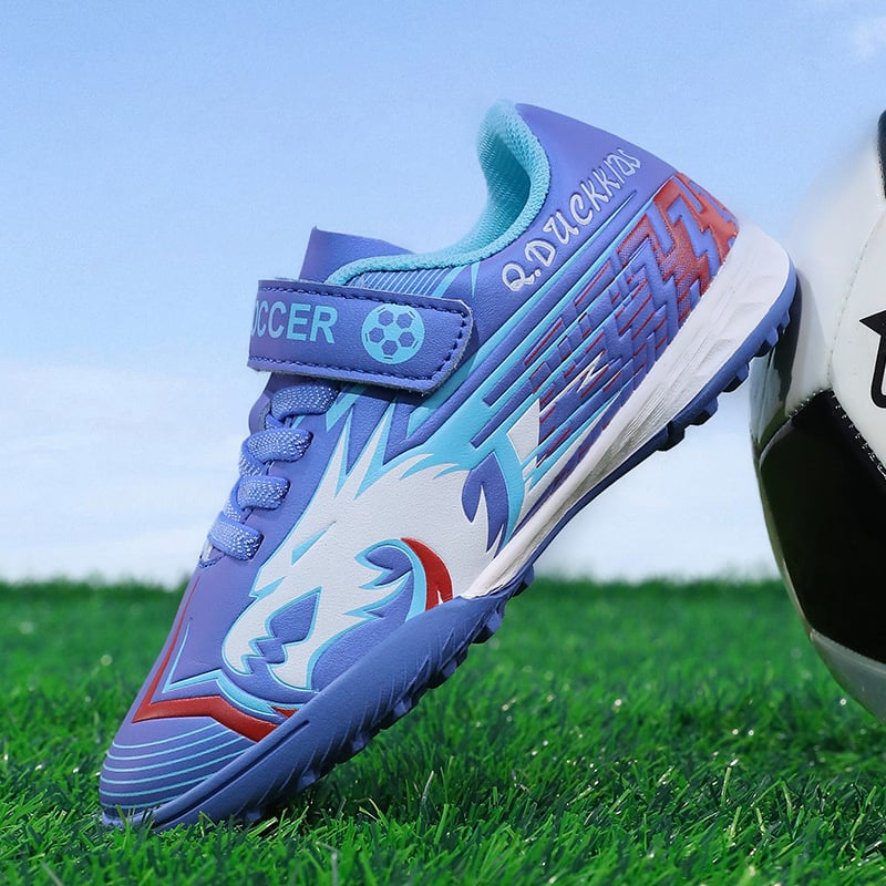 Παιδικά ποδοσφαιρικά παπούτσια με Velcro - unisex, χαμηλό ύψος, ανάπνευστη άνω επιφάνεια από δίχτυ, ανθεκτική σόλα από καουτσούκ, αντιολισθητική, κατάλληλα για φυσικό και τεχνητό χορτάρι.