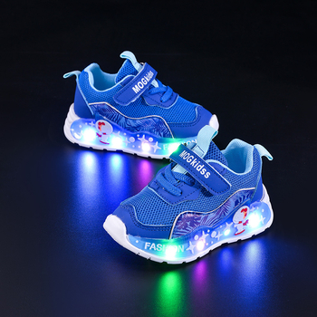 Dječje tenisice s LED svjetlom, mrežasti gornji dio, Velcro zatvarač, crtani uzorak, proljeće-jesen