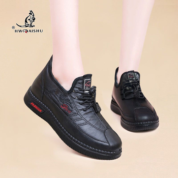 Női téli pamut cipő meleg bolyhos bélés, Slip-On, kerek orrú, középmagas szár