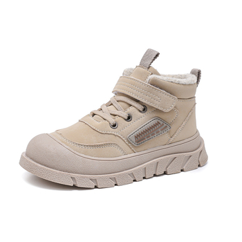 Uniszex gyerekeknek készült havas csizma, vastag meleg pamutbélés, Velcro-zárás, felső rész szintetikus bőrből, talp TPR, téli használatra, 4–16 év