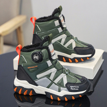 Gyerekek téli hótaposói, uniszex, fleece béléses, vízálló bőr felső, EVA talp, 4–16 éveseknek