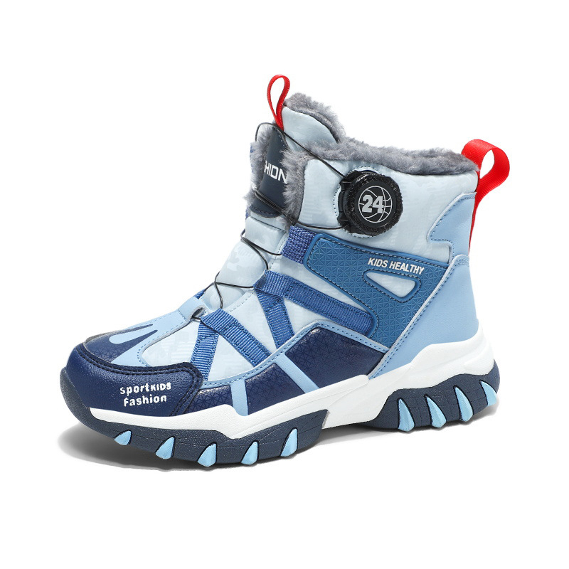 Gyerekek téli hótaposói, uniszex, fleece béléses, vízálló bőr felső, EVA talp, 4–16 éveseknek