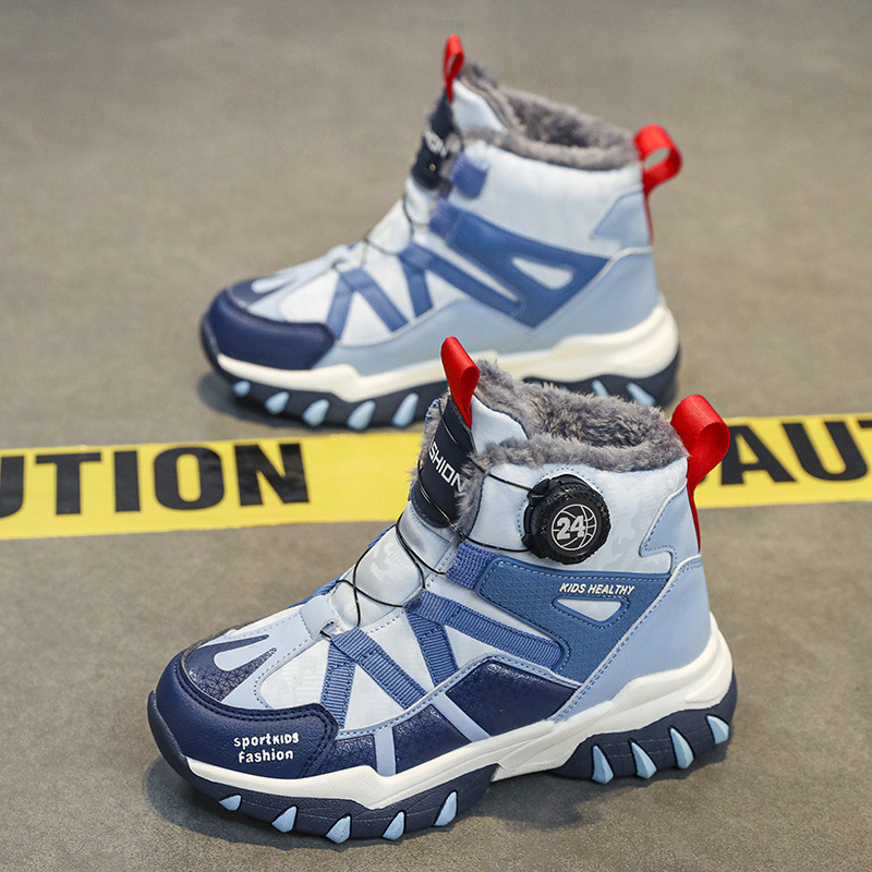 Gyerekek téli hótaposói, uniszex, fleece béléses, vízálló bőr felső, EVA talp, 4–16 éveseknek