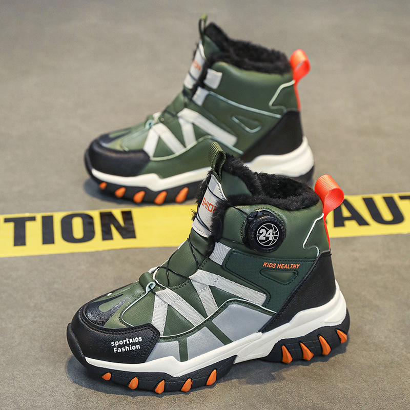 Gyerekek téli hótaposói, uniszex, fleece béléses, vízálló bőr felső, EVA talp, 4–16 éveseknek