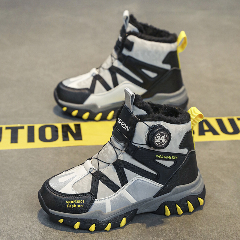 Gyerekek téli hótaposói, uniszex, fleece béléses, vízálló bőr felső, EVA talp, 4–16 éveseknek