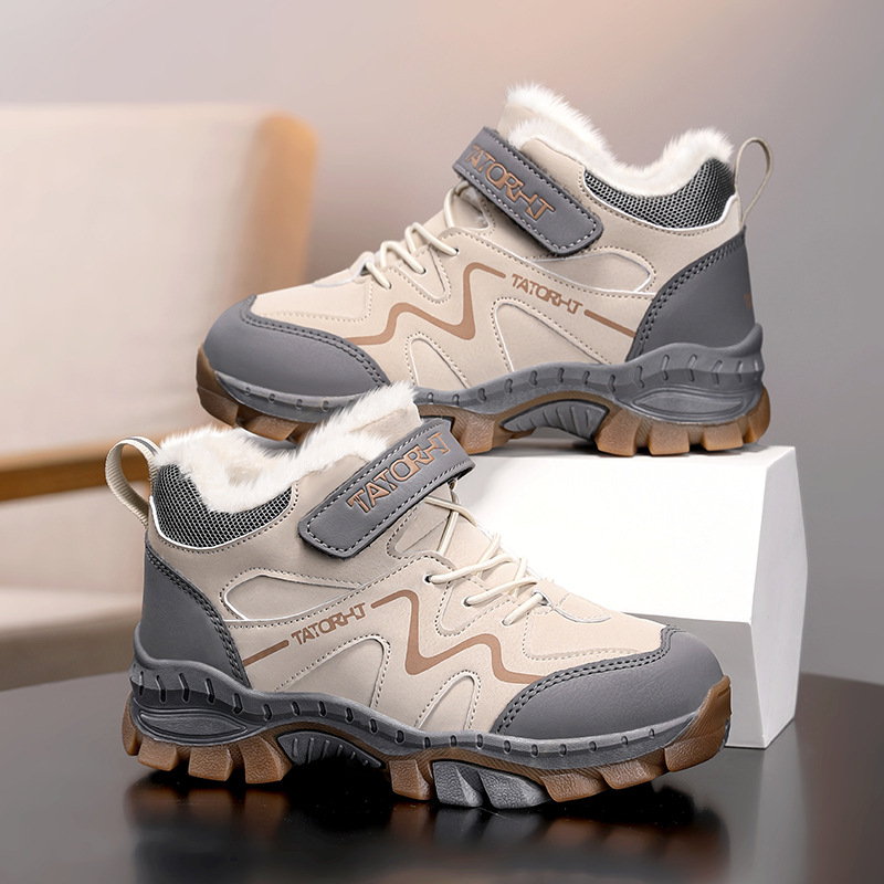 Gyerekeknek szánt túracipő télre | Felsőrész: szintetikus bőr, Meleg, Csúszásmentes talp, Magasság növelő, Velcro zárás