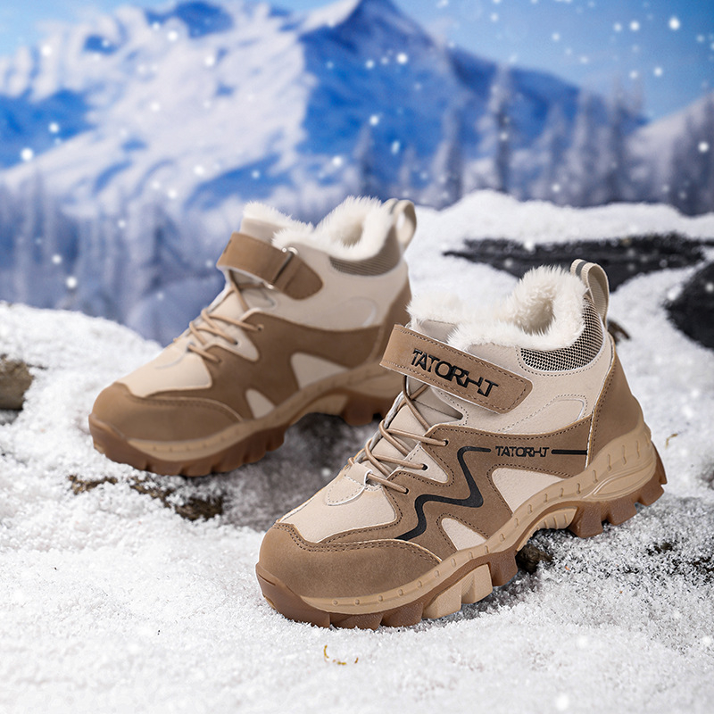 Gyerekeknek szánt túracipő télre | Felsőrész: szintetikus bőr, Meleg, Csúszásmentes talp, Magasság növelő, Velcro zárás