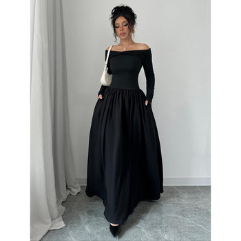 Dámske šaty s vreckami, jednoduchý a elegantný dizajn, dlhé rukávy, viskózové vlákno, vhodné pre všetky ročné obdobia, jesenná verzia 2022