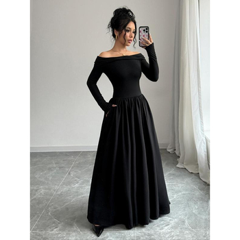 Dámske šaty s vreckami, jednoduchý a elegantný dizajn, dlhé rukávy, viskózové vlákno, vhodné pre všetky ročné obdobia, jesenná verzia 2022