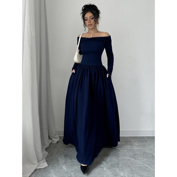 Dámske šaty s vreckami, jednoduchý a elegantný dizajn, dlhé rukávy, viskózové vlákno, vhodné pre všetky ročné obdobia, jesenná verzia 2022