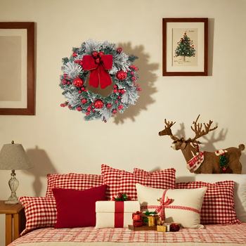 Dekoratívny vianočný veniec na dvere a dvore – ručne vyrábaný z plastu, americký štýl, číslo produktu 20250901