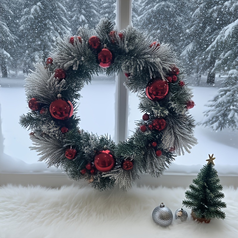 Dekoratívny vianočný veniec na dvere a dvore – ručne vyrábaný z plastu, americký štýl, číslo produktu 20250901
