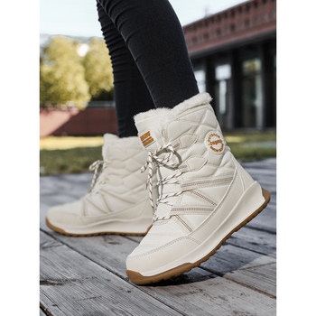 Πεζοπορικά μποτάκια χιονιού με υψηλό ύψος, μπροστινό κορδόνι, άνω μέρος από τεχνητό PU, εσωτερική επένδυση από συνθετικό κοντό βελούδο, αντιολισθητική σόλα καουτσούκ