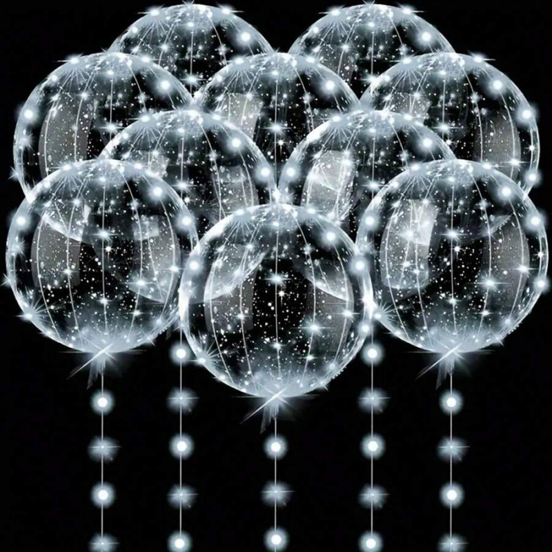 K-8705 LED lufi készlet: 6 LED világítás és 6 átlátszó lufik