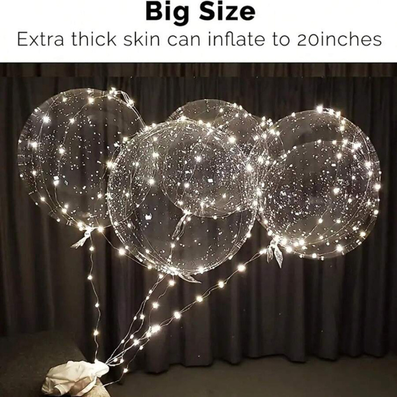 K-8705 LED lufi készlet: 6 LED világítás és 6 átlátszó lufik